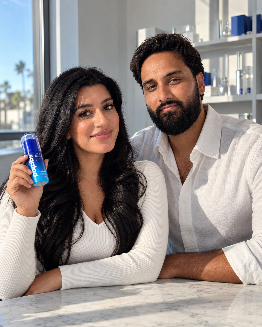 poplabs founders Sidra and Mo holding CRYOPOP